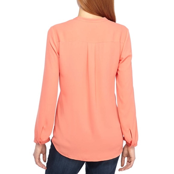 The Limited Two Pocket Zip Front Blouse - Coral -L - Picture 2 of 7